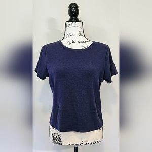 Old Navy cropped ribbed navy tee - size Large